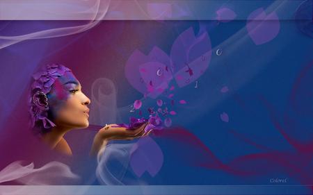 Flower Petals - abstract, fantasy, lady, purple, flower petals