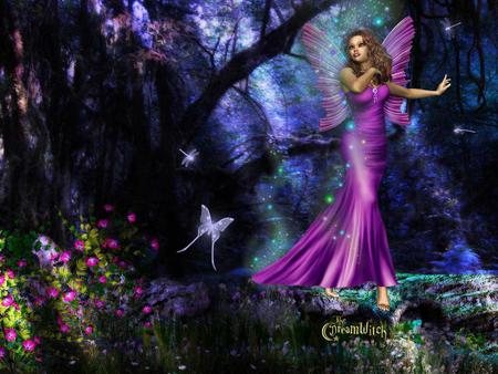 Fairy - butterfly, abstract, flowers, fairy, fantasy