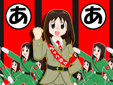 Great Leader Osaka - ayumu, osaka, kasuga, azumanga daioh, red, totalitarism, leader