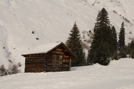 Winter Landscape III - cabin, winer