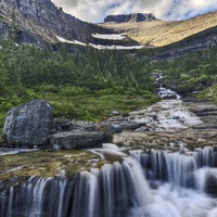 Cascading Waterfall Glacier ,National Park, Montana 