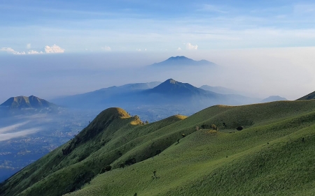 Mountains in Mist - landscape, mist, nature, mountains