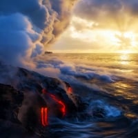 Watching an island growing at sunrise - Hawaii