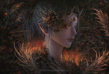 Dies Irae - art, fantasy, face, dies irae, fulminaire, girl, dark