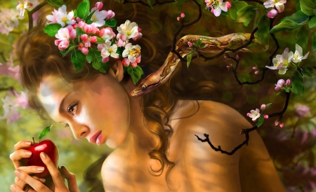 Nimph - art, fantasy, nimoh, face, girl, nimph, spring