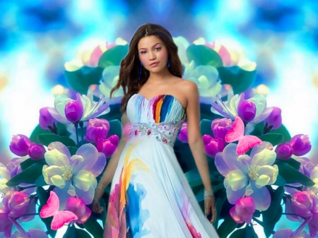 Sweetie Prints Stripes 1 - dress, colorful, blue, white, vibrant, girl, purple, pink, vivid, green, yellow, bright, bold