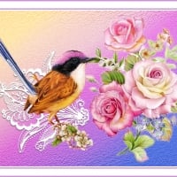 FLOWERS,BIRD AND LACE