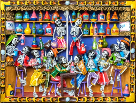 Souvenir Shop in Cusco Peru - fantasy, funny, skeleton, peru, halloween, cusco, souvenir shop, skull