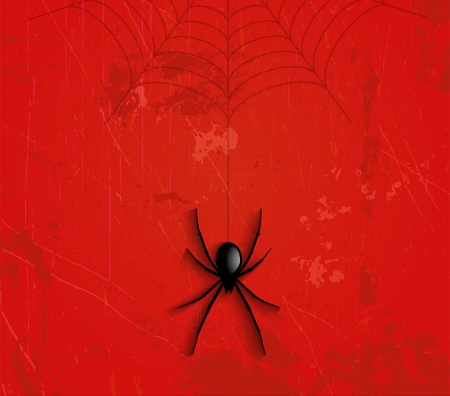 :D - web, spider, black, red, halloween, card