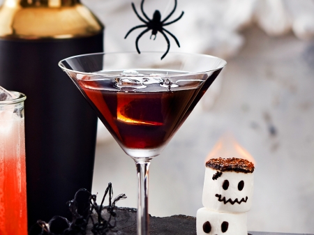 Gothic Martini - drink, spider, halloween, gothic, martini, glass, cocktail