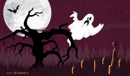 Boo! - moon, ghost, halloween, vector, night, vexels