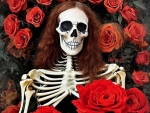 Death lying among the red roses