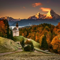 Church Maria Gern and Mount Watzmann, Bavarian Alps