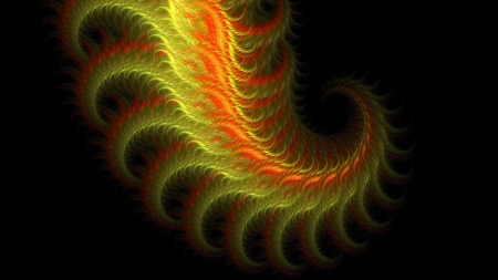 Tongue of flame - abstract, black, hecate100, yellow, fire, green, orange, luminos