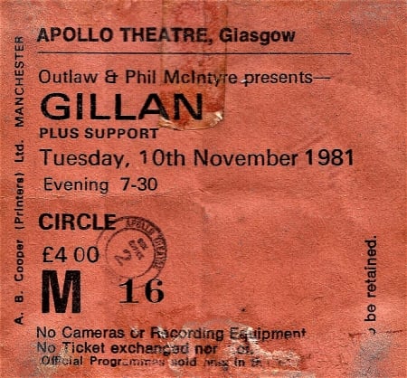 Gillan At The Glasgow Apollo (November 1981) - Glasgow, Glasgow Apollo, Ian Gillan, Scotland, Gillan, Concerts