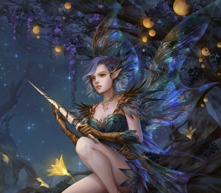 Yuma - fairy, blue, frumusete, fantasy, yuma, hoang lap solan, hoanglapsolan, girl