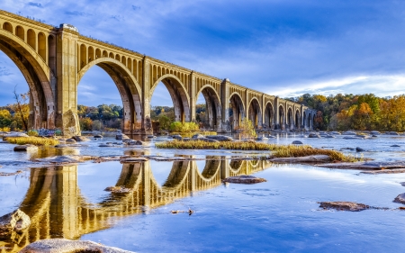 James River Bridge - river, bridge, water, arch