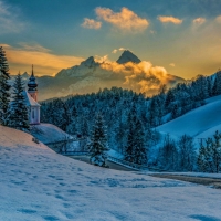 Church Maria Gern and Watzmann Mountain, Bavarian Alps