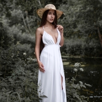 Audrey Frolovl in a White Dress