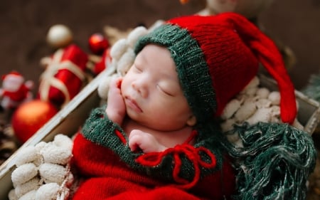 Christmas Baby - newborn, knitting, Christmas, cap, baby