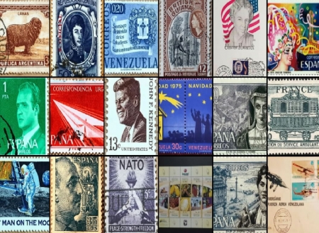 Mosaic collage - stamps, philately, collage, Mosaics, ephemera