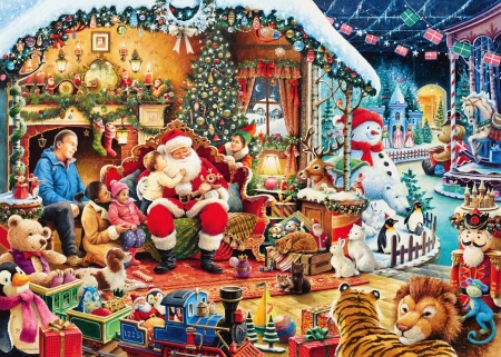 :) - pictura, santa, children, art, craciun, painting, christmas