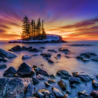 Tombolo Island In The Lake Superior North Shore In Minnesota