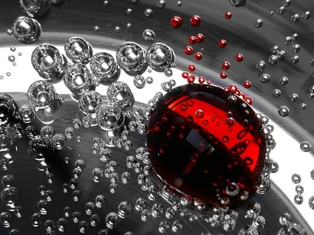 Red Bubblies - red, 3d and cg, abstract