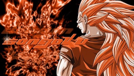 Goku Through The Fire and Flames - flames, goku, fire