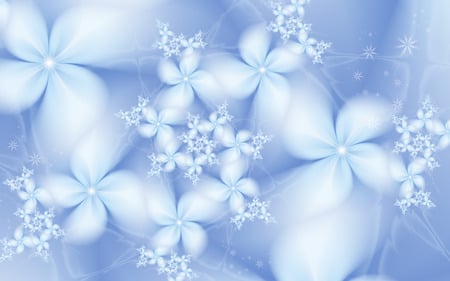 Winter Flowers - flowers, spiral, winter, blue, soft, fractals, cool, pastel