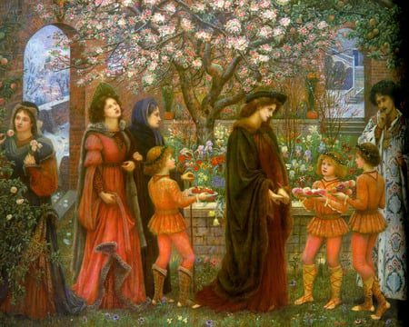 The Enchanted Garden of Messer Ansaldo. Marie Spartali Stillman 1889 - classical, costume, art, romanicism