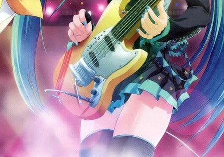 Hatsune Miku - hatsune miku, blue hair, guitar, twintails, vocaloid, long hair, anime