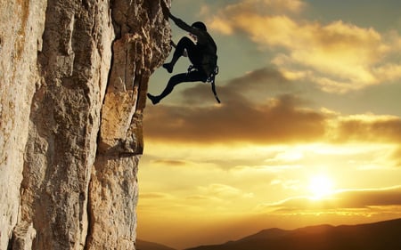 Mountain Climbing - sports, extreme, mountain climbing, summit, sunrise, determination, sunset, nature, peak, perserverance