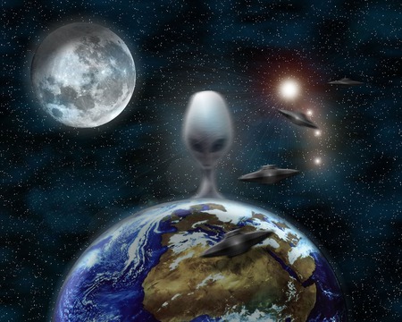 Planet Earth,UFO - earth, ufo, planet