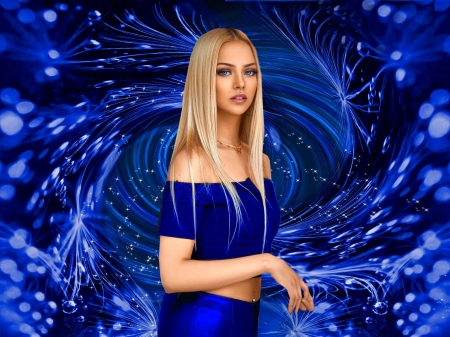 Crop Top Royal Blue Christmas - bold, fancy pants, girl, crop top, colorful, blue, blonde, vibrant, Christmas, vivid, pants, bright