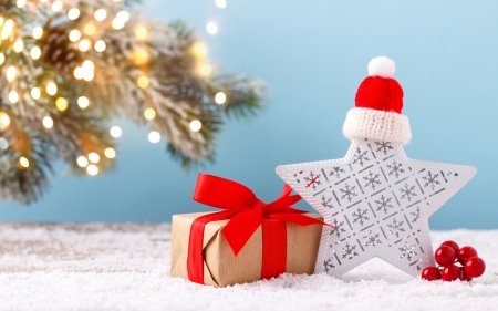 Merry Christmas! - blue, star, white, craciun, christmas, red, deco, stuff, lights