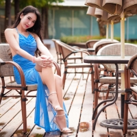 Asian Beauty in a Blue Dress