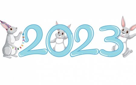 Year of the Rabbit - white, year of the rabbit, card, chinese zodiac, 2023, new year, blue, craciun, bunny, christmas