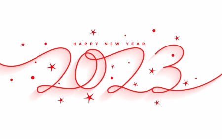 Happy New Year! - 2023, white, new year, red, card