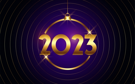Happy New Year! - golden, blue, card, new year, 2023