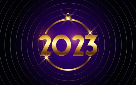 Happy New Year! - blue, new year, 2023, golden, card