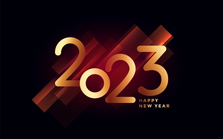 Happy New Year! - card, black, 2023, red, new year