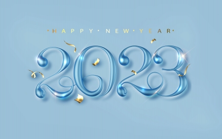 Happy New Year! - blue, 2023, gold, new year