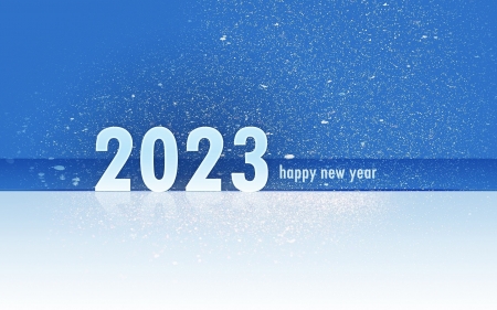 Happy New Year! - blue, 2023, snow, new year, white