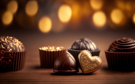 :) - bokeh, heart, valentine, chocolate, dessert, golden, day, sweet