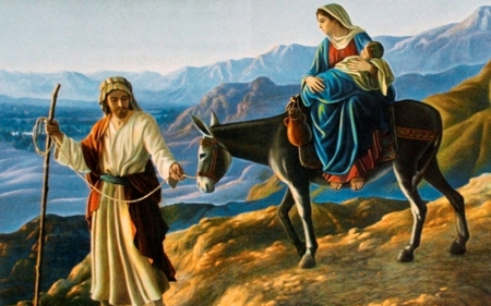 Escape to Egypt - Mary, escape, Jesus, baby, donkey, Joseph