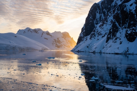 Antarctica - reflections, nature, landscape, sea, Antarctica, snow, mountains