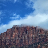 Snow dusted Watchman in Zion National Park