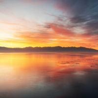 Sunrise Reflection On The Great Salt Lake, Utah