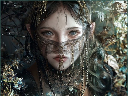 Fantasy girl - art, erak note, face, fantasy, girl, jewel